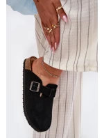 Zamszowe Klapki Chodaki Damskie Z Klamrą Big Star RR274A384 Czarne