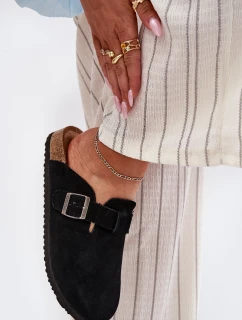 Zamszowe Klapki Chodaki Damskie Z Klamrą Big Star RR274A384 Czarne