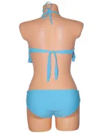 Dámske plavky dvojdielne bikiny D-RING zdobené strapcami na podprsenke a kovovými doplnkami modrej - Modrá - OEM Dámske plavky dvojdielne bikiny D-RING zdobené strapcami na podprsenke a kovovými doplnkami modrej - Modrá - OEM