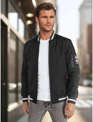 Pánska prechodná bunda bomber čierna FashionStreet TX5013