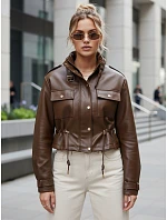 Dámska krátka bunda z ekokože FashionStreet TY5666 Dámska krátka bunda z ekokože FashionStreet TY5666