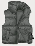 Šedo-zelená krátka vesta so stojačikom (B8245-70) Šedo-zelená krátka vesta so stojačikom (B8245-70)