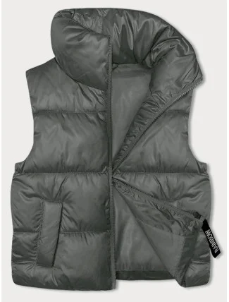 Šedo-zelená krátka vesta so stojačikom (B8245-70) Šedo-zelená krátka vesta so stojačikom (B8245-70)