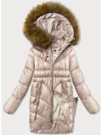 Jednoduchá dámska zimná bunda s ozdobnými vreckami S'west pearl pink (B8259-51) Jednoduchá dámska zimná bunda s ozdobnými vreckami S'west pearl pink (B8259-51)
