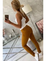 Horčicové džínsové nohavice