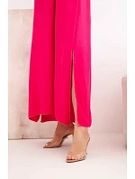 Dlhé fuchsiové šaty bez ramienok