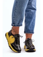 Damskie Buty Sportowe Skórzane Maciejka 06295-01 Czarno-Żółte Damskie Buty Sportowe Skórzane Maciejka 06295-01 Czarno-Żółte