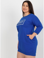 Kobaltovo modré bavlnené šaty nadmernej veľkosti