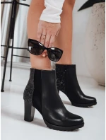 Dámske čierne čižmy na podpätku FashionStreet ZY1264