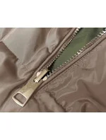 Béžová a khaki dlhá dámska obojstranná vesta (B8159-12)