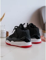 Dziecięce Sportowe Buty Sznurowane Czarno-Czerwone Darina