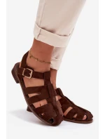 Dámské sandály Římské s zlatým přezkou Čokoládové Janessa