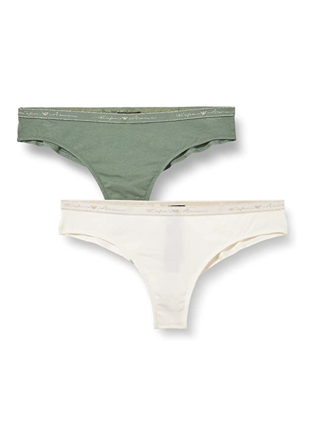 Dámske brazílske nohavičky 2 pack 163337 1A223 - 75910 - zelená/biela - Emporio Armani
