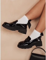Dámske lakované mokasíny ELEGANCI black FashionStreet ZY0677
