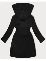 Čierna jednoduchá dámska bunda s kapucňou LHD (LHD-24590) Čierna jednoduchá dámska bunda s kapucňou LHD (LHD-24590)