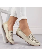 Pohodlné kožené poltopánky Rieker W RKR658 beige