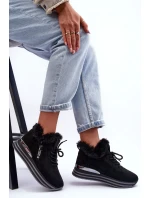 Buty Sportowe Na Platformie Z Futerkiem Czarne Jamarie
