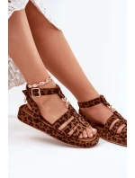 Sandały Damskie Na Platformie Ze Złotym Detalem Panterka Kartia