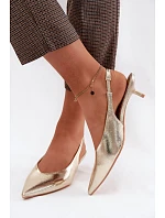 Dámské sandály z umělé kůže na podpatku Zlaté Averelle