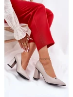 Elegantné dámske lodičky na širokom podpätku Vinceza - sivé Elegantné dámske lodičky na širokom podpätku Vinceza - sivé