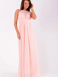 Spoločenské dámske šaty EVA & LOLA bez rukávov dlhé ružové - Ružová - EVA & LOLA
