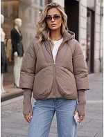 Dámska zimná prešívaná bunda s kapucňou, béžová, FashionStreet TY5897 Dámska zimná prešívaná bunda s kapucňou, béžová, FashionStreet TY5897