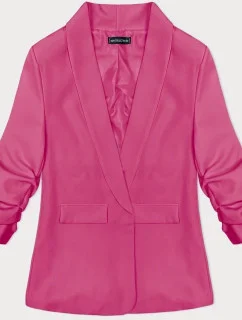 Tmavoružová tenká dámska bunda s volánovými rukávmi (22-356)