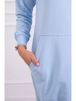 Šaty s kapucňou v modrej farbe