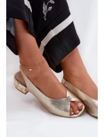 Skórzane Eleganckie Sandały Damskie CheBello 4724 Złote