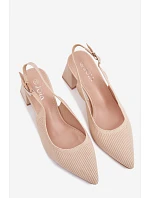 Materiálové sandály na podpatku Béžové Elissea