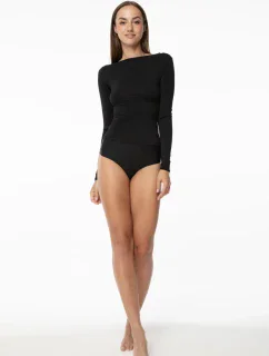 Jednoduché tričko s dlhým rukávom čierne - Julimex