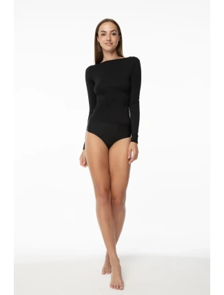 Jednoduché tričko s dlhým rukávom čierne - Julimex Jednoduché tričko s dlhým rukávom čierne - Julimex