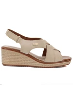 Sergio Leone SK297 dámske béžové kožené sandále na platforme