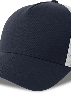 Atlantis Headwear Rapper Cotton-S 5-panelová truckerová čiapka 33.0260 tmavomodrá/biela