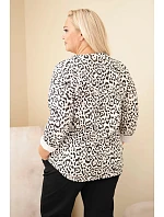 Dámska blúzka vo veľkosti Plus Size s leopardím vzorom a predĺženým zadným dielom, béžová Dámska blúzka vo veľkosti Plus Size s leopardím vzorom a predĺženým zadným dielom, béžová