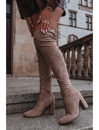 Kozaki Damskie Na Słupku Beżowe Xamarin