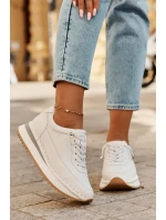 Skórzane Sneakersy Damskie Na Platformie Big Star RR274A333 Białe