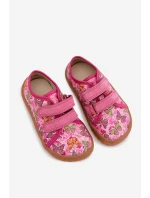 Dětské domácí boty Barefoot Motýli Froddo Canvas G1700440-11 Růžové