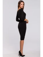 K006 Pletené šaty s opaskom - čierne