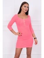 Šaty s gombíkovým výstrihom ružové neónové