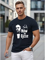 Pánske bavlnené tričko s klasickou potlačou tmavomodré FashionStreet NX5145R Pánske bavlnené tričko s klasickou potlačou tmavomodré FashionStreet NX5145R