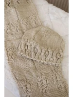 Dámska súprava so šatkou Adrianna K417 tmavo béžová