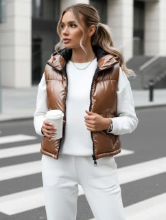 Dámska prešívaná vesta ASHE dark beige FashionStreet TY3778