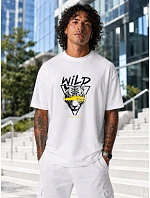 Pánske biele tričko oversize s potlačou FashionStreet NX1005R Pánske biele tričko oversize s potlačou FashionStreet NX1005R