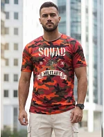 Pánske oranžové tričko s vojenskou potlačou FashionStreet NX2005R