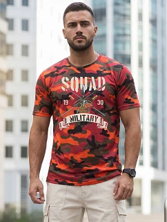 Pánske oranžové tričko s vojenskou potlačou FashionStreet NX2005R