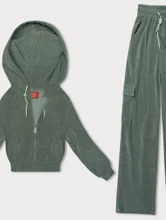 Dámska súprava blúzka + nohavice olivovo zelená (AMG-322A)