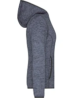 Daiber JN 588 Dámska pletená fleecová bunda s kapucňou 02.0588 denim melange/čierna Daiber JN 588 Dámska pletená fleecová bunda s kapucňou 02.0588 denim melange/čierna