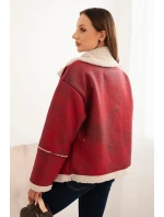 Dámska bunda nadrozmernej veľkosti s kapucňou a vreckami zateplená jahňacinou Camel