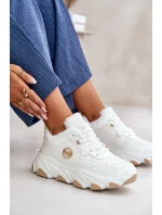 Damskie Buty Sportowe Sznurowane Ocieplane Na Platformie Białe Verioras